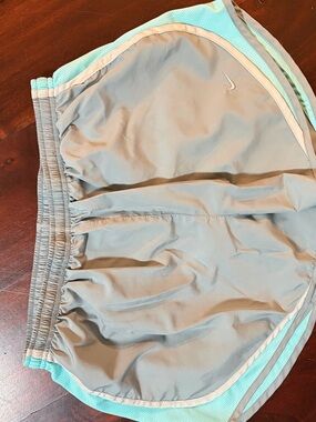 Nike Light Gray and Teal Athletic Shorts